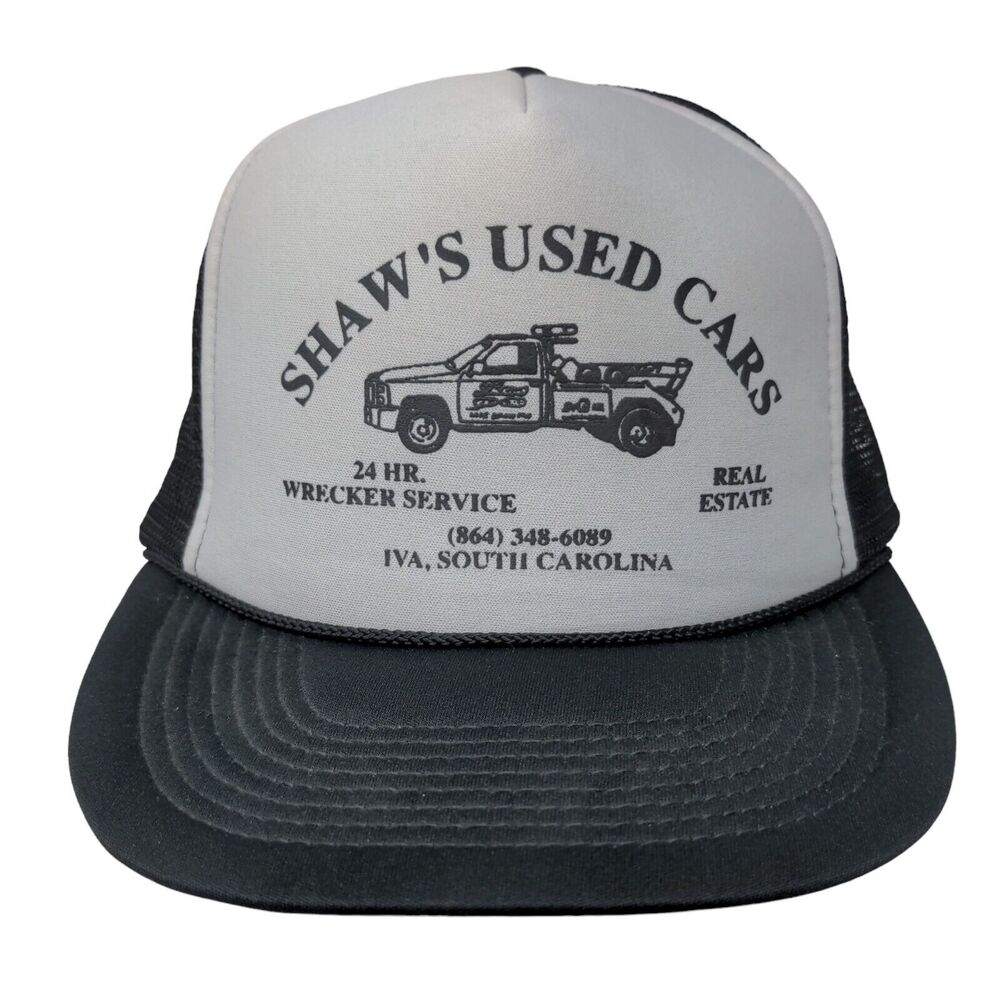 Shaw's Used Cars Snapback Mesh Back Trucker Hat Black OSFA Colorblock